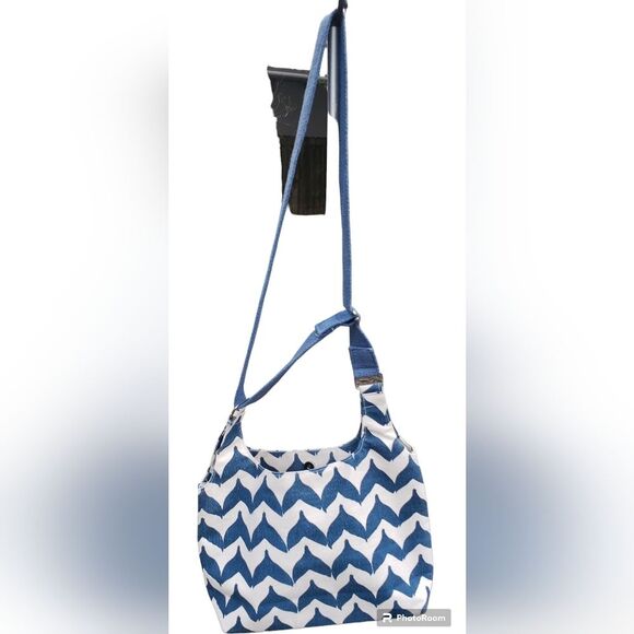 ROCK FLOWER PAPER TOTE  BAG Blue and White Large - Picture 6 of 6